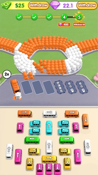 Passengers boarding buses in Bus Traffic Rush